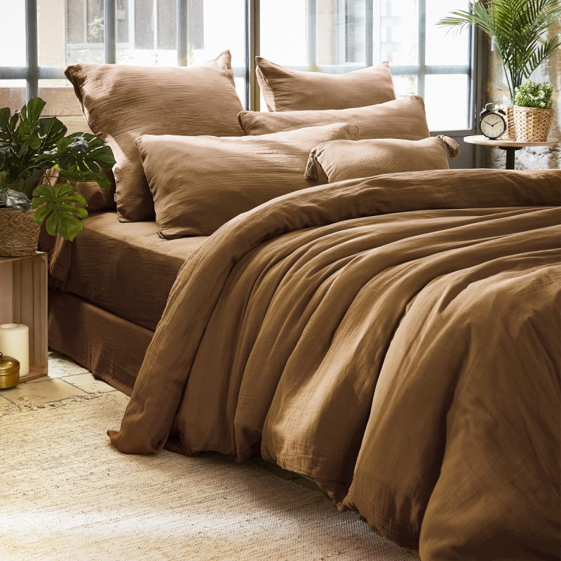 L'EFFET PAPILLON HOUSSE DE COUETTE LYSANDRE CAMEL 240*220 EP7670